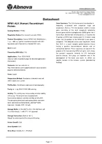 NPM1-ALK (Human) Recombinant Gene Summary: the 2;5 Chromosomal Translocation Is Protein Frequently Associated with Anaplastic Large Cell Lymphomas (Alcls)