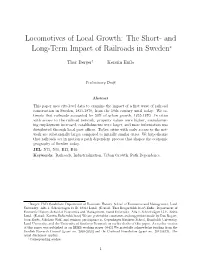 The Short- and Long-Term Impact of Railroads in Sweden∗