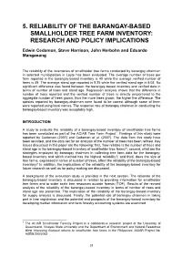 5. Reliability of the Barangay-Based Smallholder Tree Farm Inventory: Research and Policy Implications