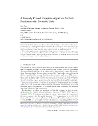A Formally Proved, Complete Algorithm for Path Resolution with Symbolic Links
