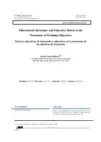Educational, Developer and Educative Duties in the Taxonomy of Training Objectives