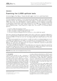Examining the LLAMA Aptitude Tests