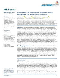 Meteoroids at the Moon: Orbital Properties, Surface Vaporization and Impact Ejecta Production