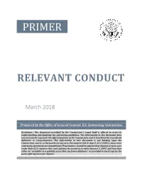Primer on Relevant Conduct