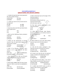Questions on Asian Games