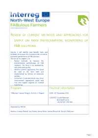 Review of Current Methods and Approaches for Simple on Farm Environmental Monitoring Of