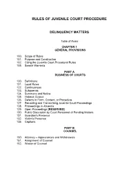 Rules of Juvenile Court Procedure
