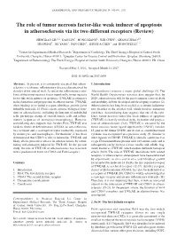 The Role of Tumor Necrosis Factor-Like Weak Inducer of Apoptosis in Atherosclerosis Via Its Two Different Receptors (Review)