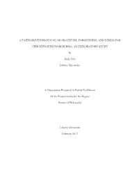 A Faith-Driven Protocol on Gratitude, Forgiveness, and Stress for Chin