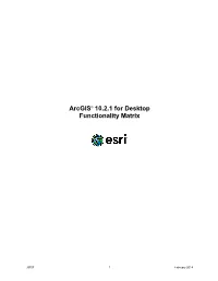 Arcgis 10.2.1 for Desktop Functionality Matrix