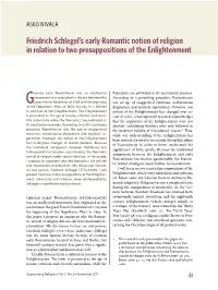 Friedrich Schlegel's Early Romantic Notion of Religion in Relation to Two