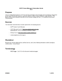OOTP Owner/Manager Information Guide V3.01 Purpose