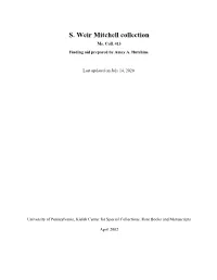 S. Weir Mitchell Collection Ms