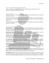 Unit-4: Database Management System