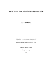 War in Virginia Woolf's Fictional and Non-Fictional Works