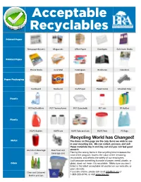 Acceptable Recyclables