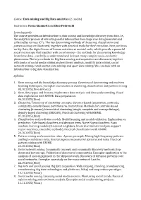 Data Mining and Big Data Analytics (2 Credits)