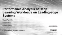 Performance Analysis of Deep Learning Workloads on Leading-Edge Systems