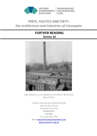 PINTS, POLITICS and PIETY: the Architecture and Industries of Canongate FURTHER READING
