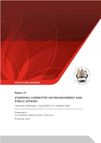 STANDING COMMITTEE on ENVIRONMENT and PUBLIC AFFAIRS Overview of Petitions 1 July 2020 to 31 October 2020