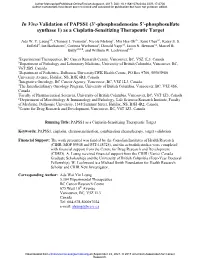 As a Cisplatin-Sensitizing Therapeutic Target