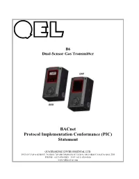 Bacnet Protocol Implementation Conformance (PIC) Statement