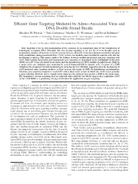 Efficient Gene Targeting Mediated by Adeno-Associated Virus and DNA