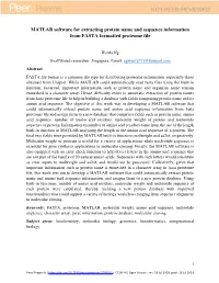 MATLAB Software for Extracting Protein Name and Sequence Information from FASTA Formatted Proteome File