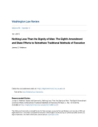 The Eighth Amendment and State Efforts to Reinstitute Traditional Methods of Execution