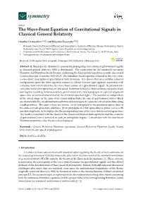 The Wave-Front Equation of Gravitational Signals in Classical General Relativity