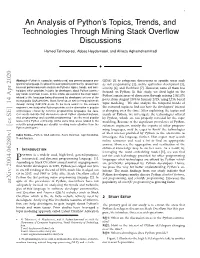An Analysis of Python's Topics, Trends, and Technologies Through Mining Stack Overflow Discussions