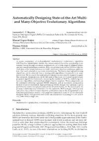 And Many-Objective Evolutionary Algorithms
