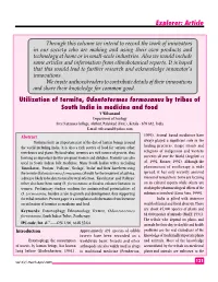 Explorer: Article Utilization of Termite, Odontotermes Formosanus by Tribes