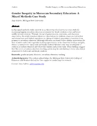 Gender Inequity in Moroccan Secondary Education: a Mixed Methods Case Study Amy Auletto, Michigan State University
