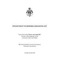 The Aboriginal Languages Bill 2017