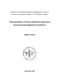 Characterization of Human Glutathione-Dependent Microsomal Prostaglandin E Synthase-1