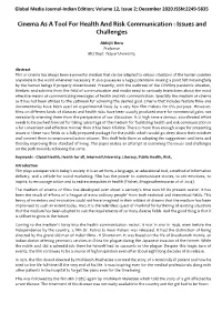 Cinema As a Tool for Health and Risk Communication : Issues and Challenges