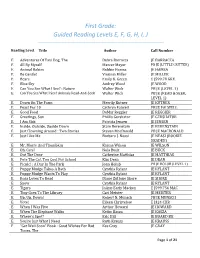 First Grade: Guided Reading Levels E, F, G, H, I, J