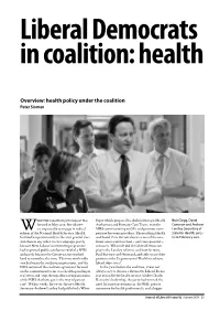 Overview: Health Policy Under the Coalition Peter Sloman