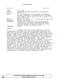 Standardized Metadata for Education: a Status Report