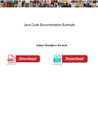 Java Code Documentation Example