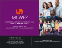 Masters Child Welfare Education Program 2017-18 Annual Report