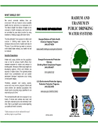 Radium & Uranium in Public Drinking Water Systems Brochure