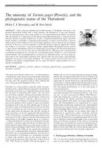The Anatomy of Turinia Pagei (Powrie), and the Phylogenetic Status of the Thelodonti Philip C