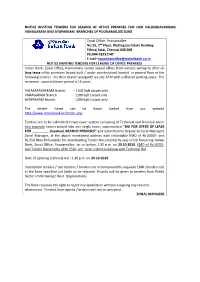 Notice Inviting Tenders for Leasing of Office Premises for Our Valasaravakkam, Vanagaram and Ayapakkam Branches of Poonamallee Zone