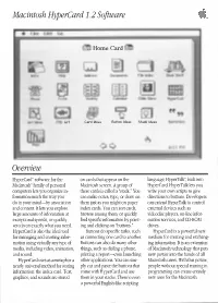 Macintosh Hypercard 1.2 Software Overview