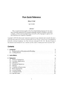 Pure Quick Reference