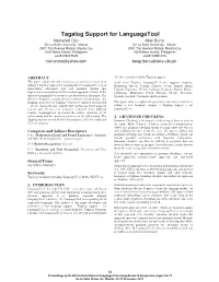 Tagalog Support for Languagetool