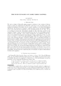 THE FLUID DYNAMICS of JAMES CLERK MAXWELL 1. Introduction
