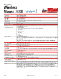 Version Information Product Name Microsoft® Wireless Mouse 2000